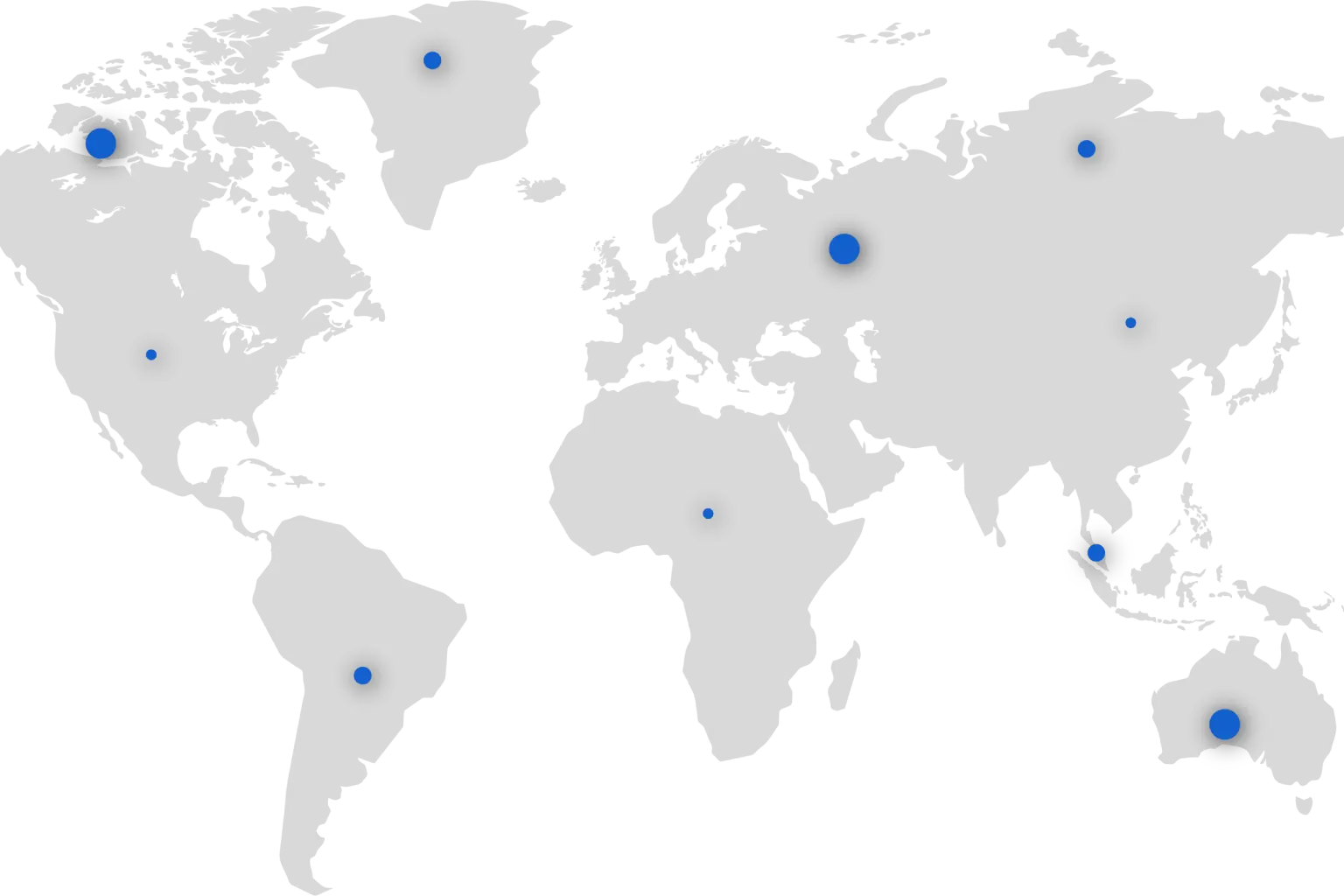 mapa con puntos azules ubicaciones