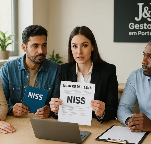 grupo de personas con la planilla del niss